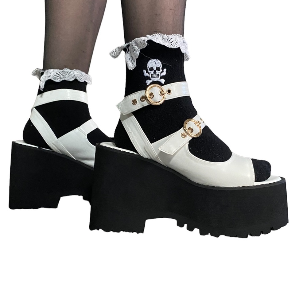 Lemon Drop by DollsKill | NWOT’s platform strappy Y2K gothic grunge sandals - Picture 5 of 10
